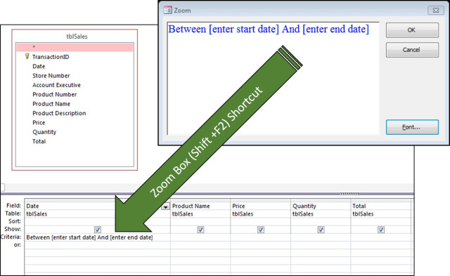 Ms access parameter query